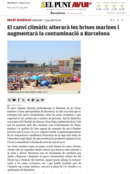 El canvi climàtic alterarà les brises marines i augmentarà la contaminació a Barcelona