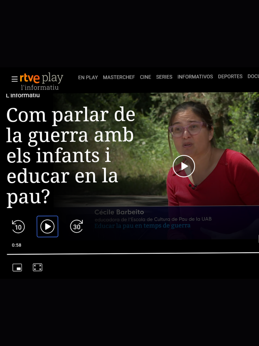 Captura de pantalla sobre TVE i repor valors de pau