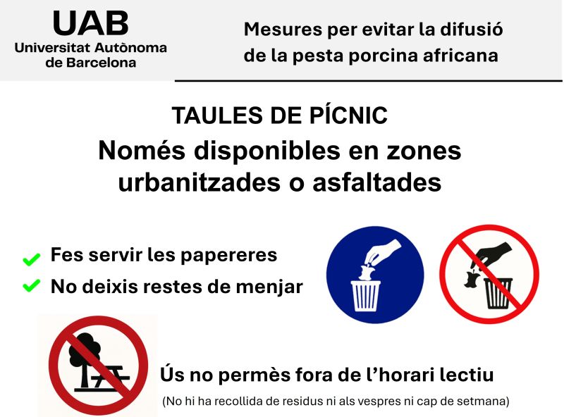 imatge taules pícnic - no deixis residus al campus