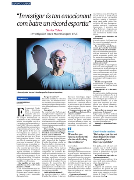 Entrevista La Vanguardia Xavier Tolsa