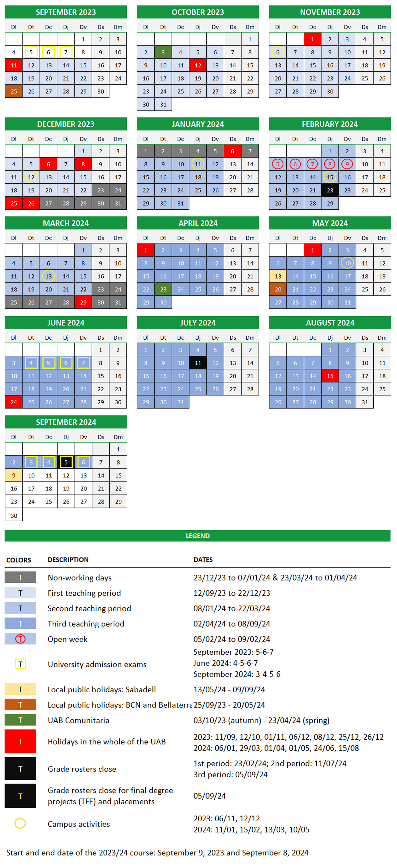 2023-2024 Academic Calendar