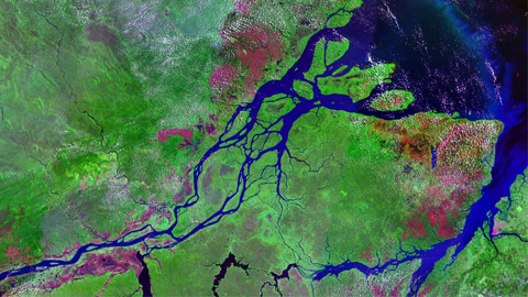 Delta del río Amazonas, imagen por satélite