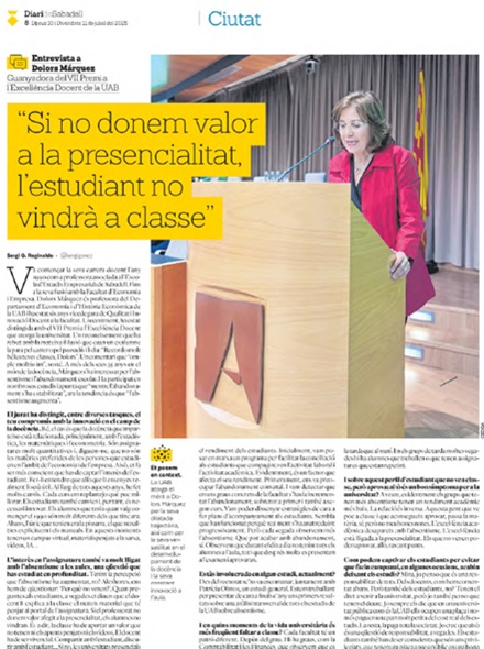 Dolors Márquez al Diari de Sabadell