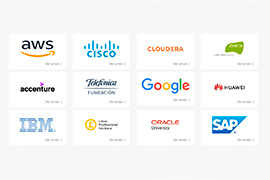 Logos de grans empreses que han fet cursos en competències digitals