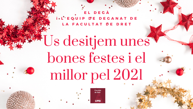 Us desitjen unes bones festes i el millor pel 2021