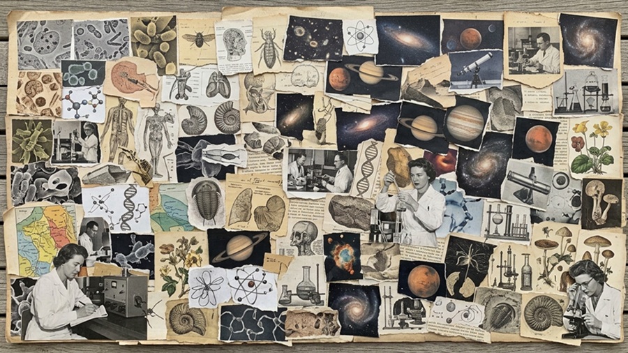 Un collage amb imatges de científics